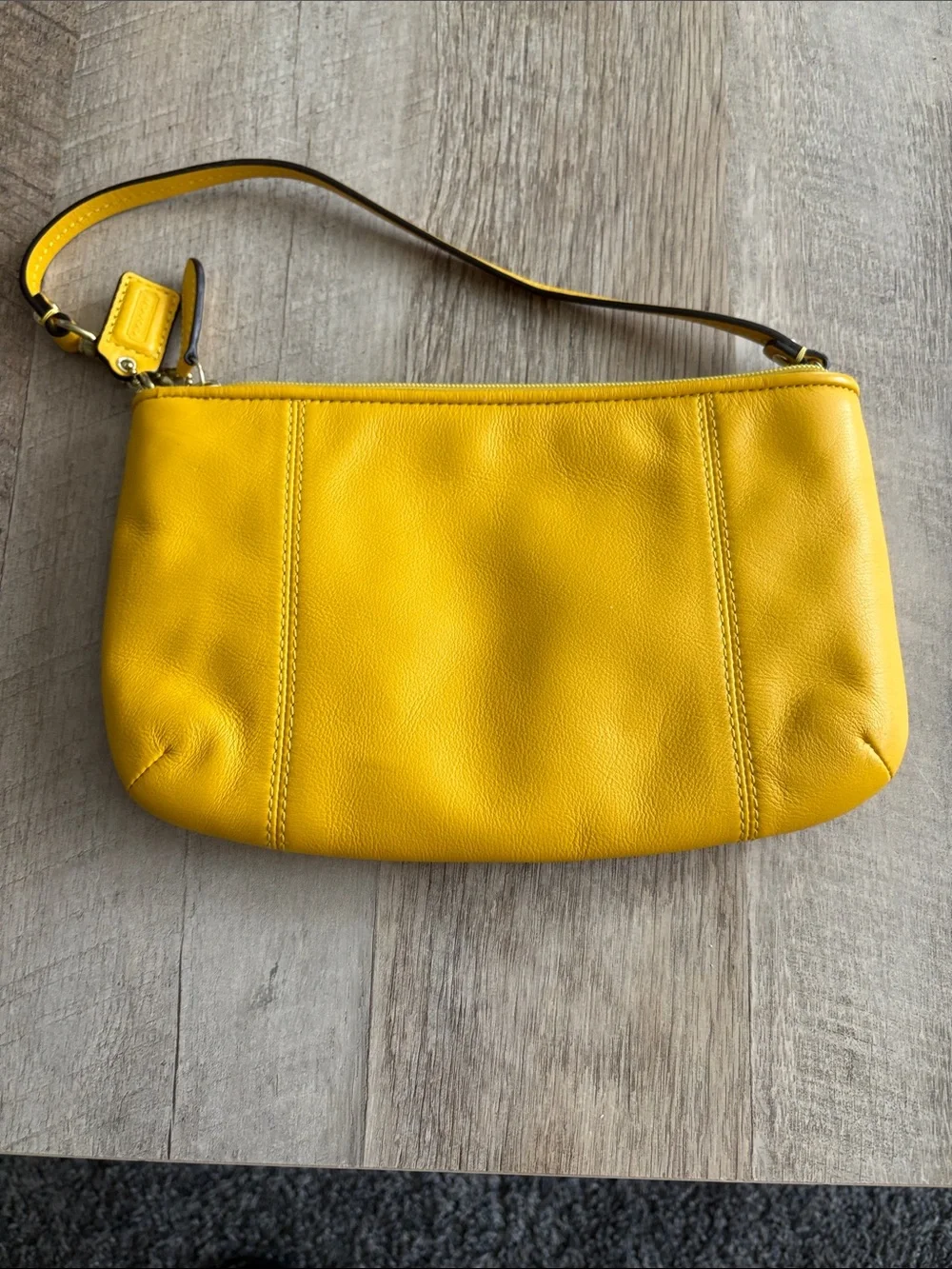 Coach Mustard Yellow Leather Wristlet Clutch